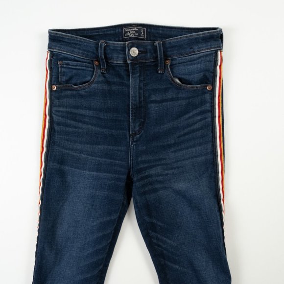 ABERCROMBIE & FITCH Simone High Rise Ankle jeans w/side-leg stripe size 4 - Picture 5 of 11